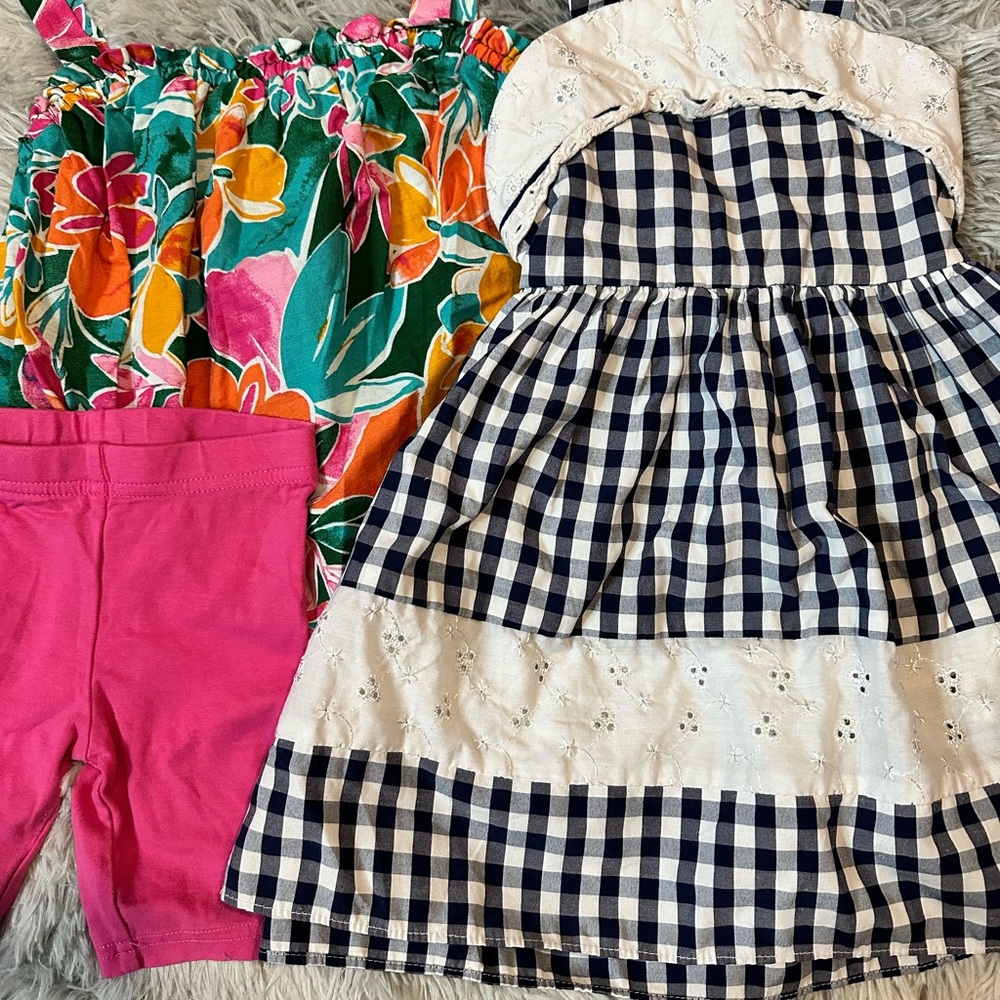 Carters Floral Two-Piece and Youngland Gingham Dress Bundle